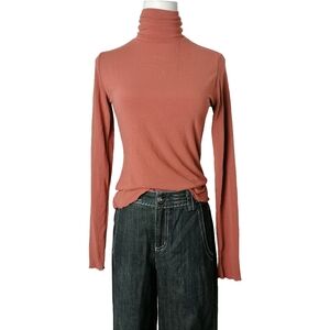 🍁 dark salmon knit turtleneck long sleeve top/thin knit bottoming shirt by w.2